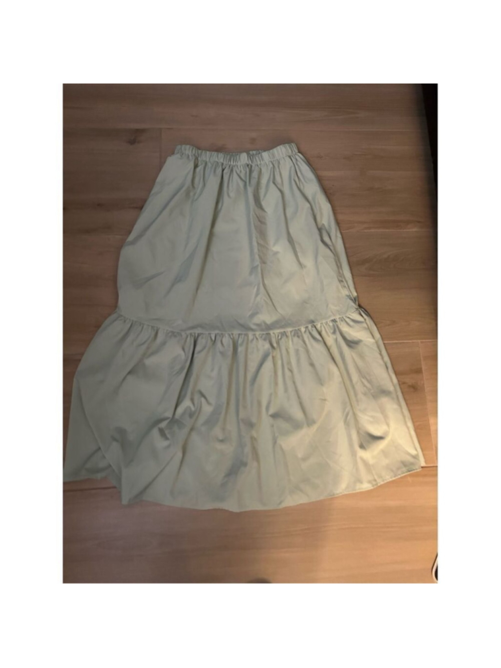 NEW Light Green Elastic High Waist Ruffle Hem Maxi Skirt M 8/10